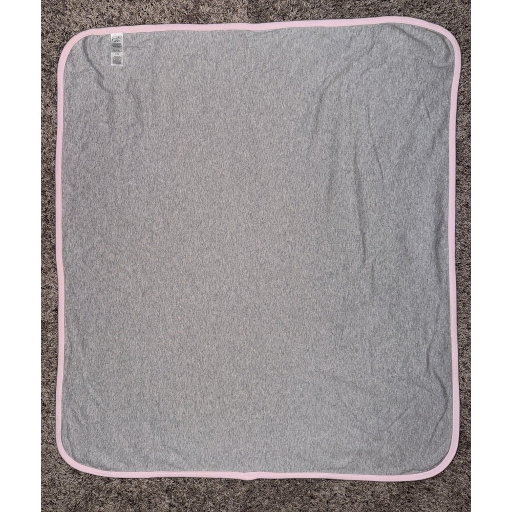 Precious First by Carter's Gray White Polka Dot Pink Trim Cotton Baby Blanket - Picture 3 of 6